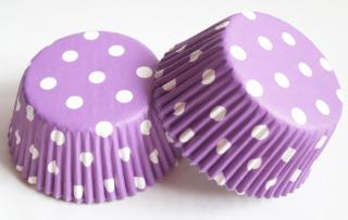 Papírové košíčky na muffiny -puntíkované fialové 48 ks