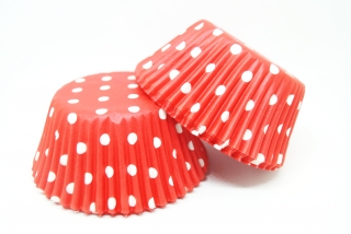 Papírové košíčky na muffiny - puntíkované červené 48 ks