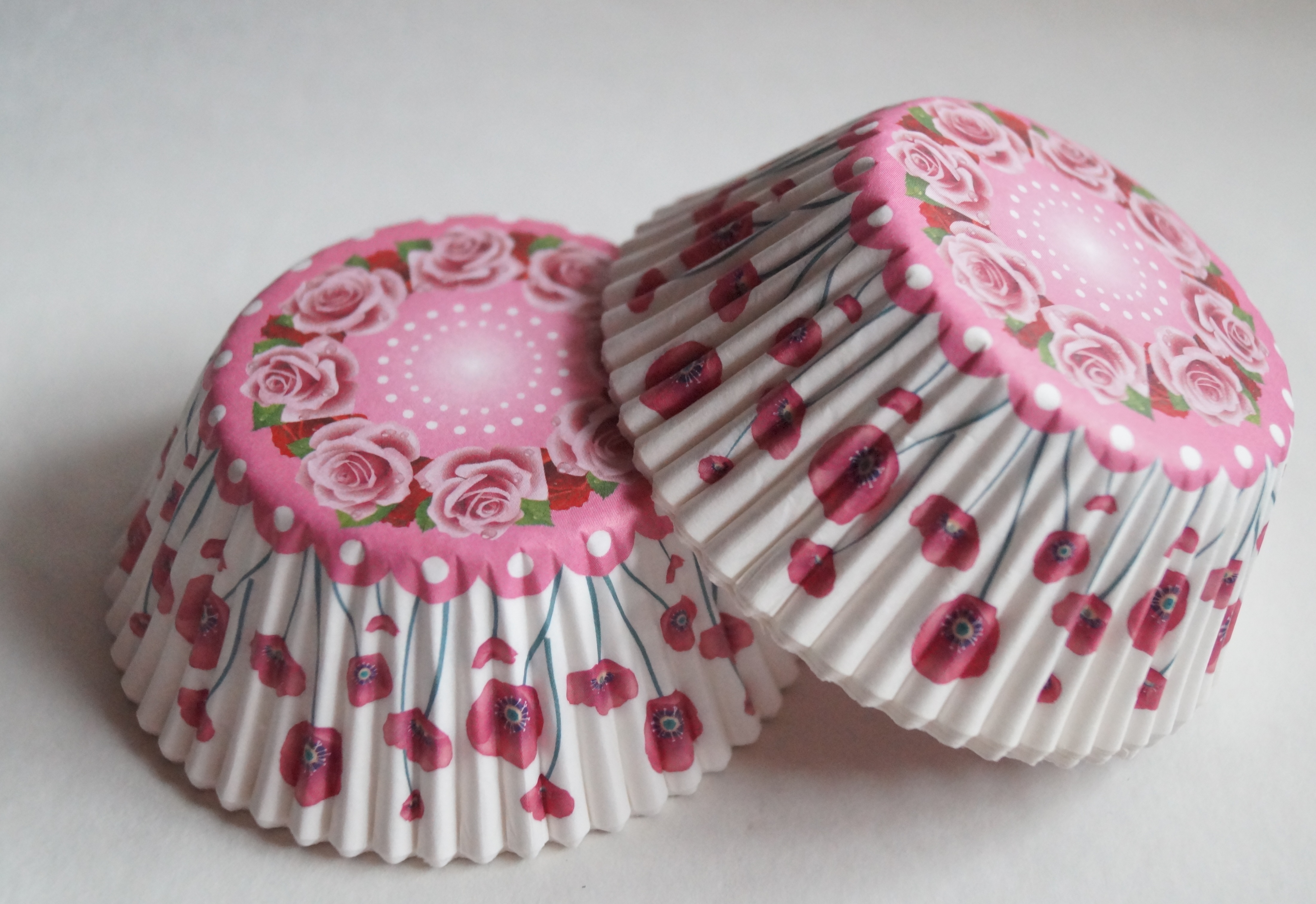 Papírové košíčky na muffiny - růžičky a máky 48 ks