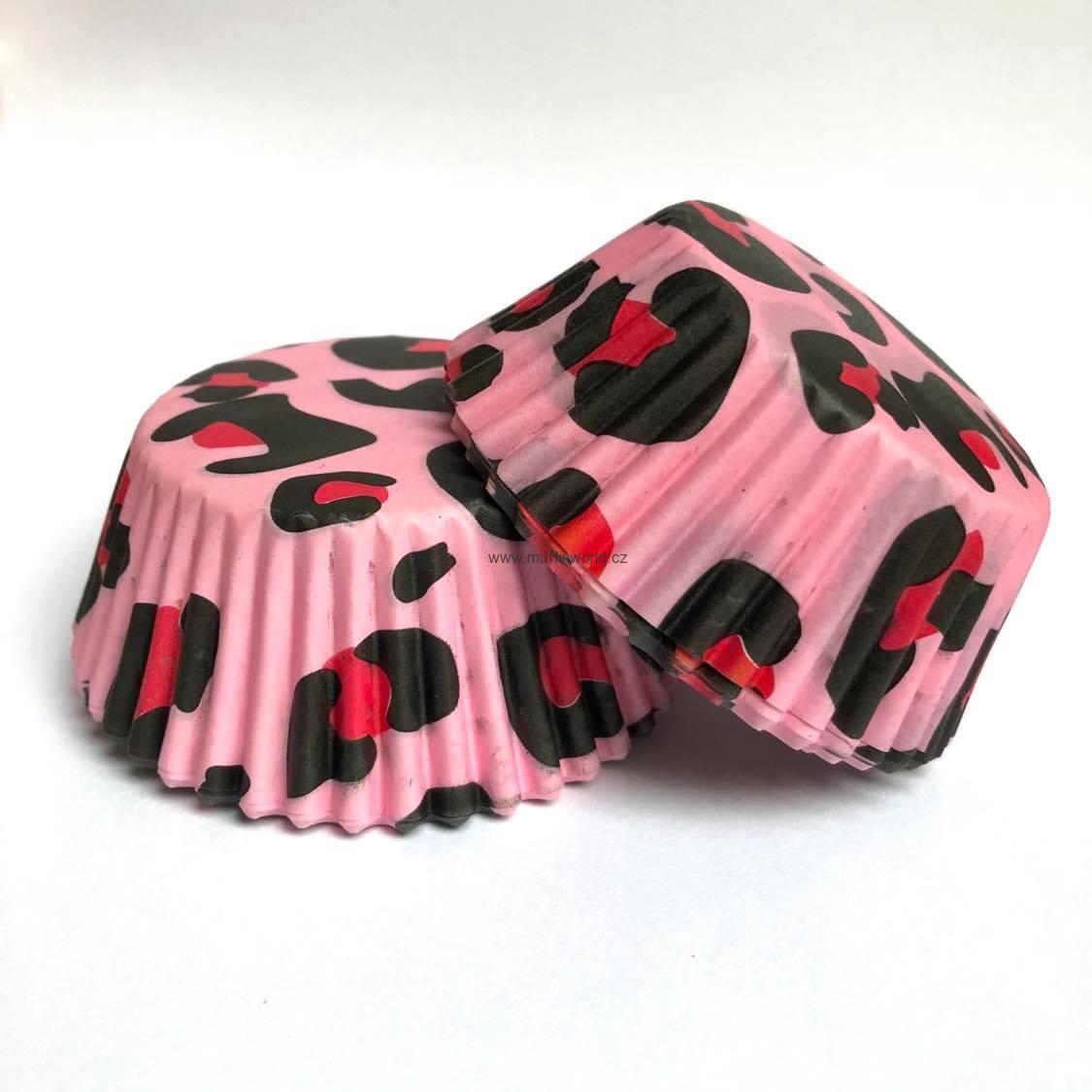 Papírové košíčky na muffiny - růžový leopard 100 ks