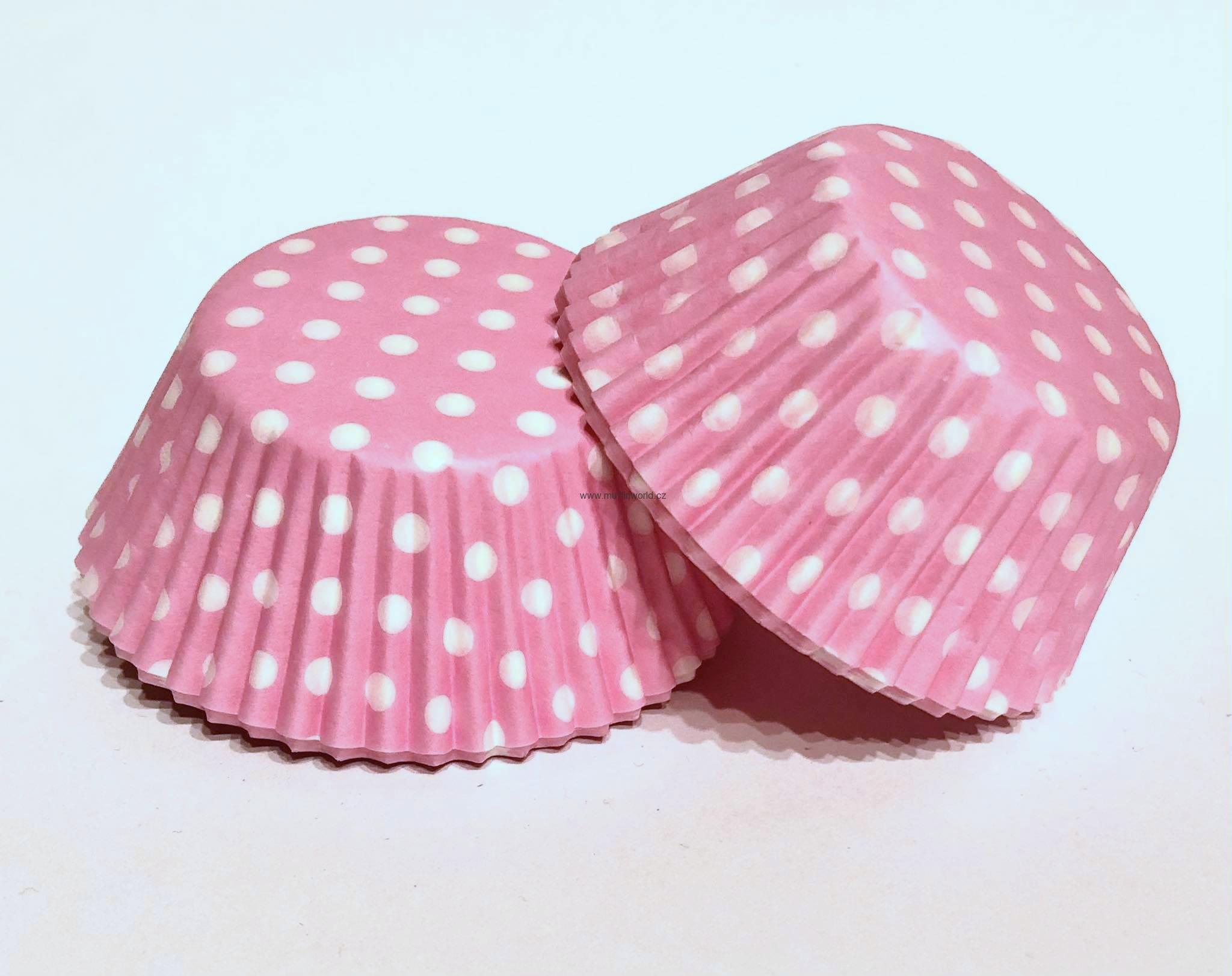 Papírové košíčky na muffiny - puntíkované sv. růžové 48 ks