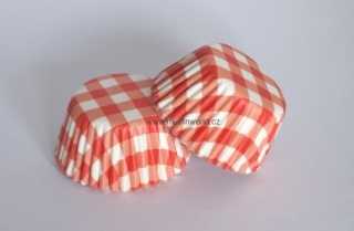 Mini papírové košíčky - 2,5 x 2 - kárované červené 48ks