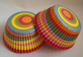 Papírové košíčky na muffiny - barevné pruhované 48 ks