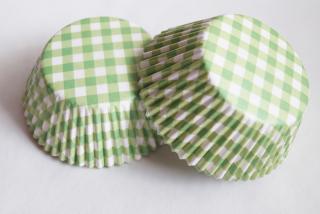 Papírové košíčky na muffiny - zelené kárované 48 ks