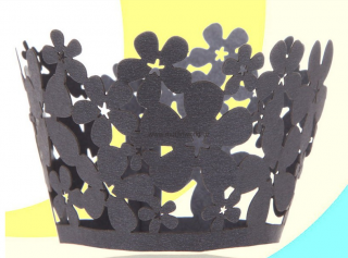 Vyřezávané košíčky - květinky černé 12ks