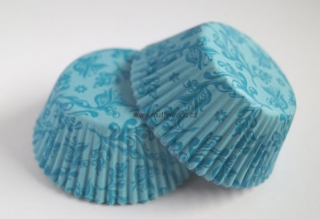Papírové košíčky na muffiny - květinový vzor modré 48 ks