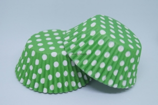 Papírové košíčky na muffiny - puntíkované zelené 48 ks