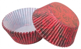 Papírové košíčky na muffiny - rudé růže 50 ks