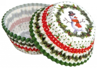 Papírové košíčky na muffiny - vánoční sněhulák 50 ks