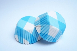 Mini papírové košíčky - 2,6 x 2,0 - modrobílé 48 ks