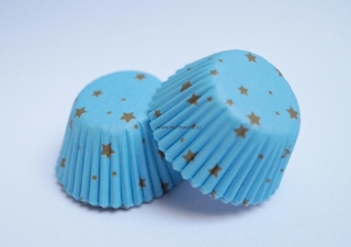 Mini papírové košíčky - 2,6 x 2,0 - modré s hvězdičkami 48 ks