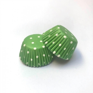 Mini papírové košíčky - 2,6 x 2,0 - zelené puntíkované 48 ks