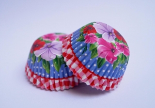 Mini papírové košíčky - 2,6 x 2,0 - květinové 48 ks
