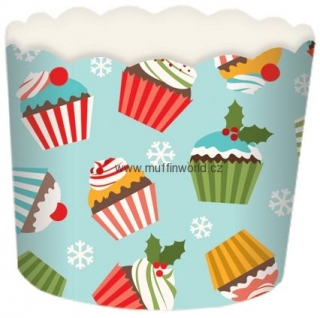 Pevné košíčky na muffiny - vánoční 24 ks