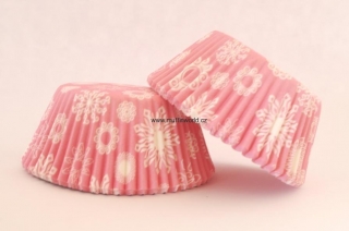 Papírové košíčky na muffiny - vločky růžové 48 ks