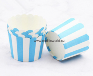 Košíčky na muffiny s pevným okrajem - modré pruhované 12 ks