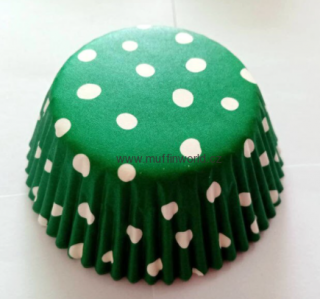 Papírové košíčky na muffiny - zelené puntíkované 48 ks