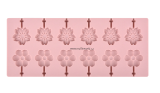 Silikonová forma na lízátka - květinky 12ks