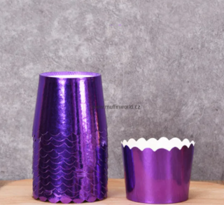 Košíčky na muffiny s pevným okrajem - metalické fialové 12 ks