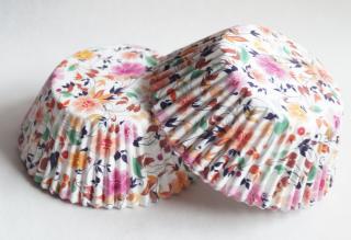 Papírové košíčky na muffiny - květinové tmavé 48 ks