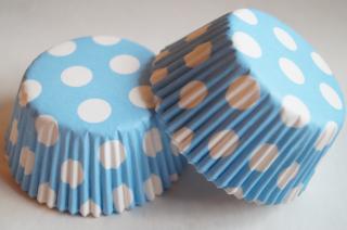 Papírové košíčky na muffiny - big dot modré 48 ks