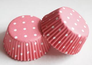 Mini papírové košíčky 3,5 x 2 cm puntíkované sv.růžové 48 ks