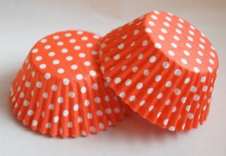 Papírové košíčky na muffiny - puntíkované oranžové 48 ks