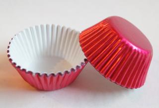 Mini papírové košíčky - 2,6 x 1,8 - metalické růžové 48 ks