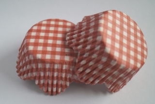Papírové košíčky na muffiny Petal - hnědé kárované - 48 ks