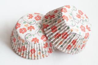 Papírové košíčky na muffiny - květinové béžové  48 ks