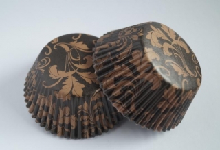 Papírové košíčky na muffiny - damaškové černohnědé 48 ks